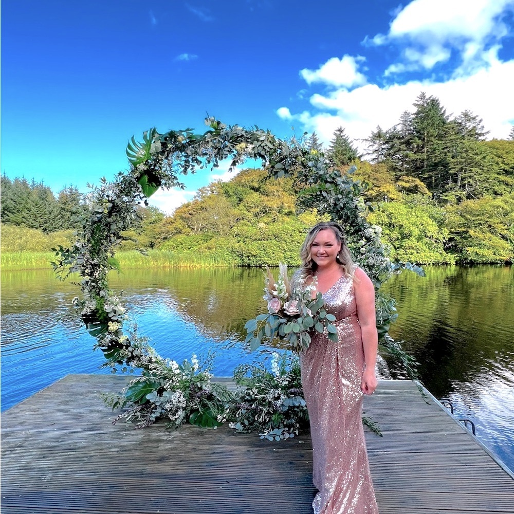 Elegant Rose Gold Sequin Revelry Blair Gown